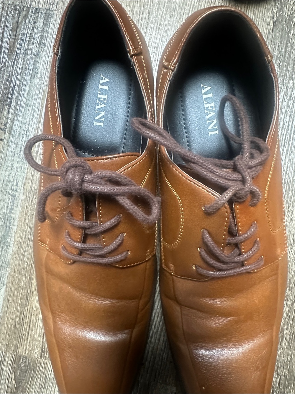 Alfani Tan Leather Lace-Up Oxfords